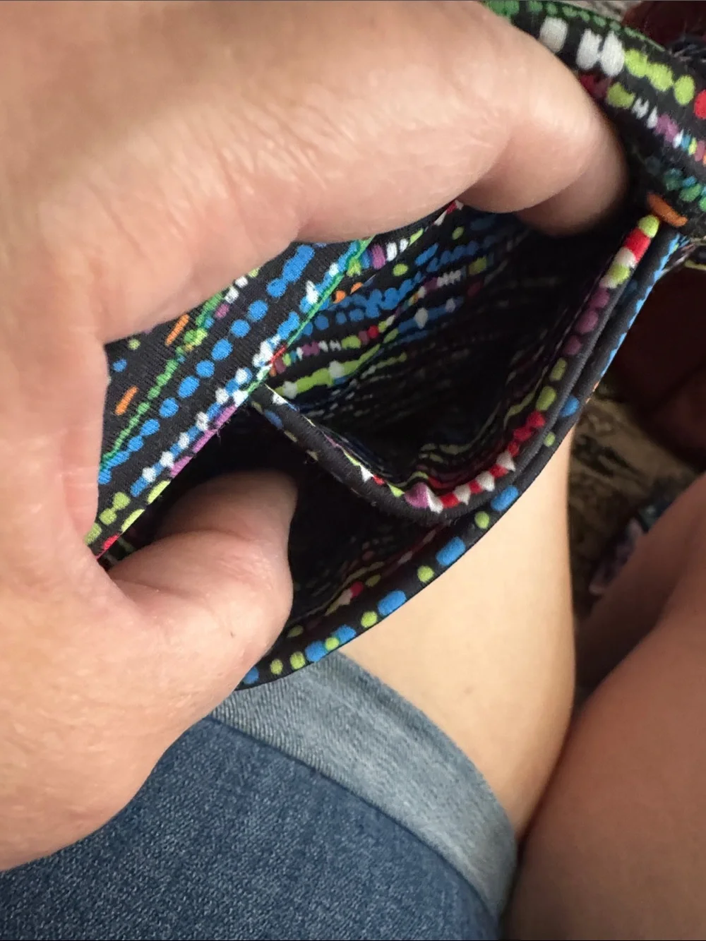 BANDI Men's Black Belt with Multicolor Dot Stripe Accent